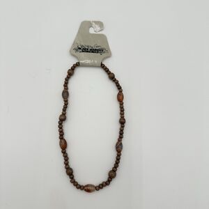 Black Market Minerals Wood Beaded Necklace Magnetic Closure 17” NEW